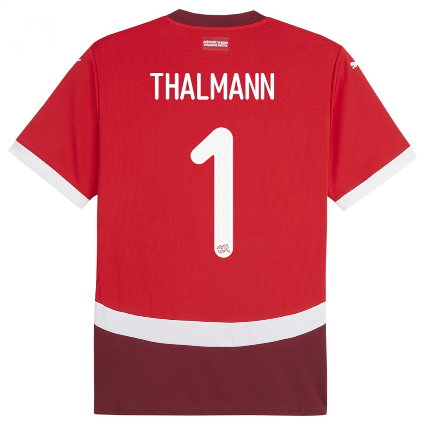 Damen Schweiz Gaelle Thalmann #1 Rot Heimtrikot Trikot 24-26 T-Shirt Schweiz
