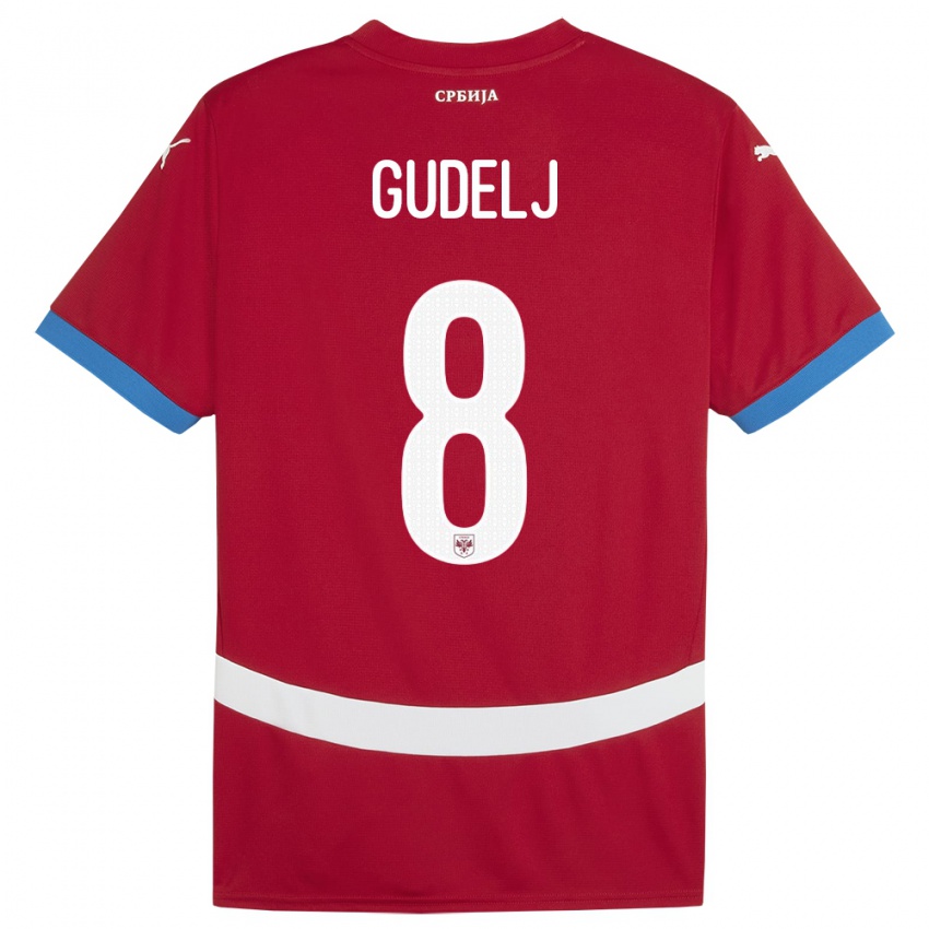 Damen Serbien Nemanja Gudelj #8 Rot Heimtrikot Trikot 24-26 T-Shirt Schweiz