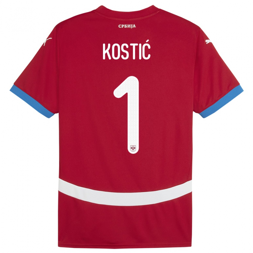Damen Serbien Milica Kostic #1 Rot Heimtrikot Trikot 24-26 T-Shirt Schweiz
