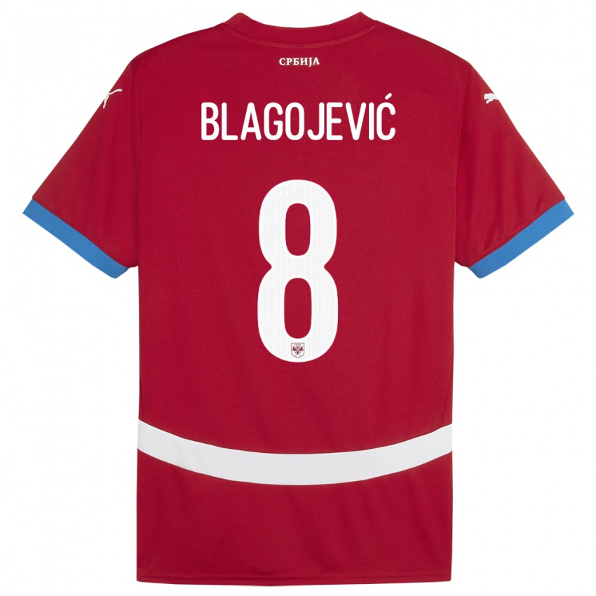 Femme Maillot Serbie Dina Blagojevic #8 Rouge Tenues Domicile 24-26 T-Shirt Suisse