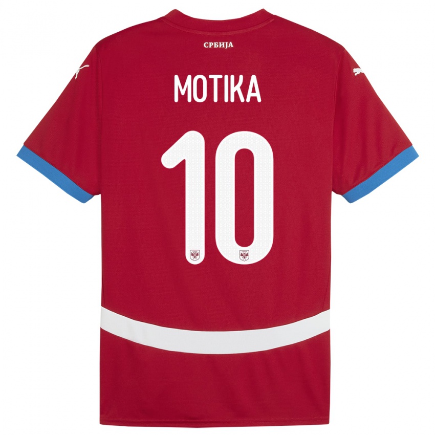 Femme Maillot Serbie Nemanja Motika #10 Rouge Tenues Domicile 24-26 T-Shirt Suisse
