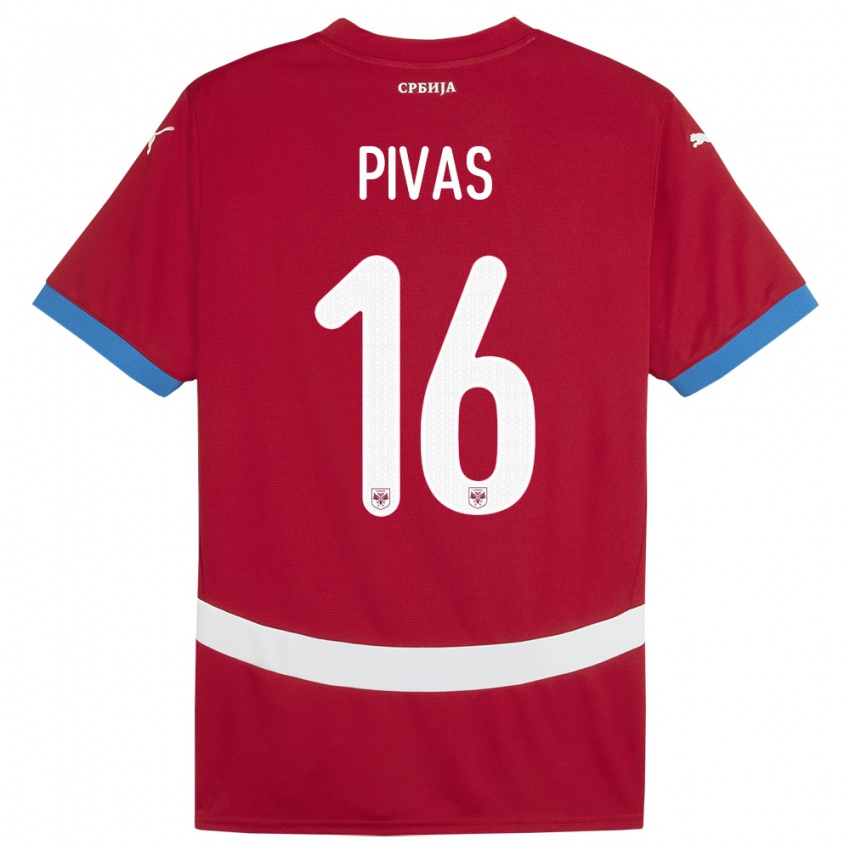 Damen Serbien Miodrag Pivas #16 Rot Heimtrikot Trikot 24-26 T-Shirt Schweiz