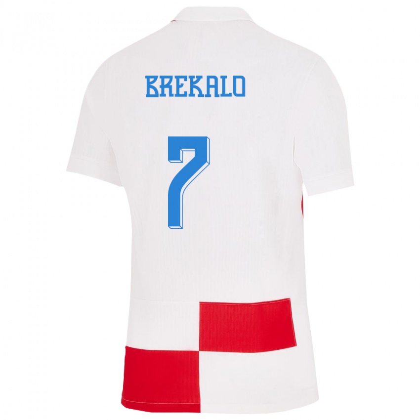 Damen Kroatien Josip Brekalo #7 Weiß Rot Heimtrikot Trikot 24-26 T-Shirt Schweiz