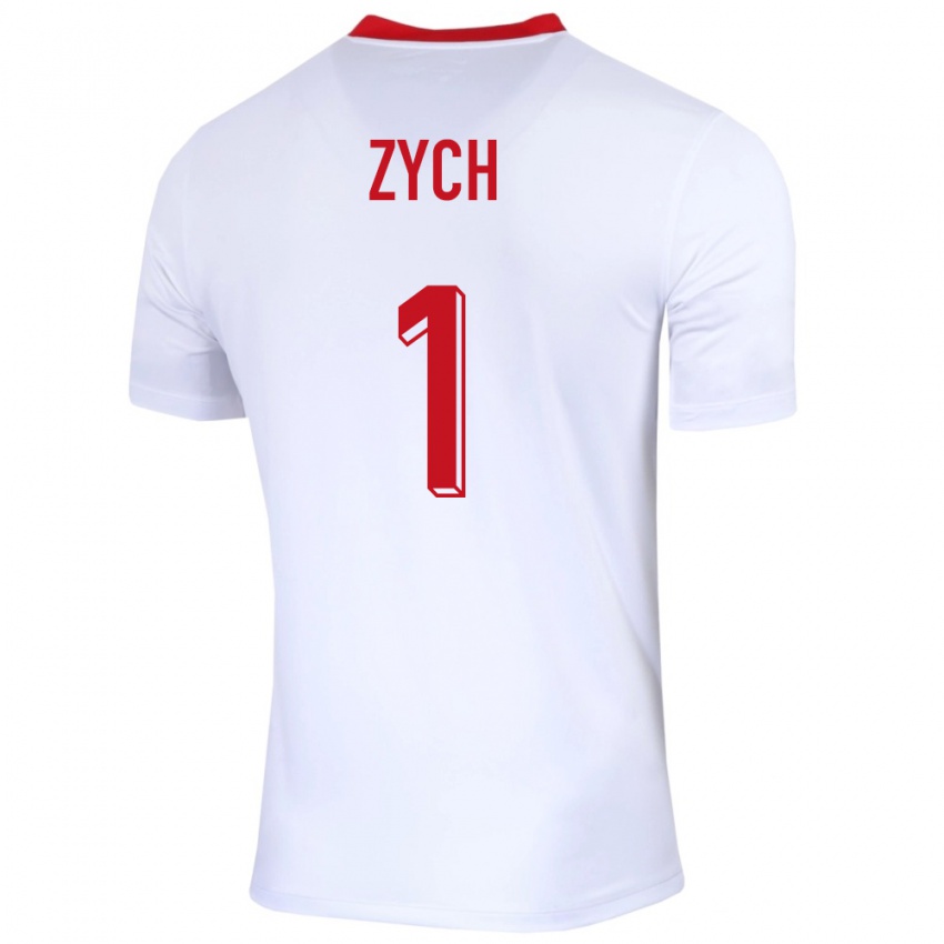 Femme Maillot Pologne Oliwier Zych #1 Blanc Tenues Domicile 24-26 T-Shirt Suisse