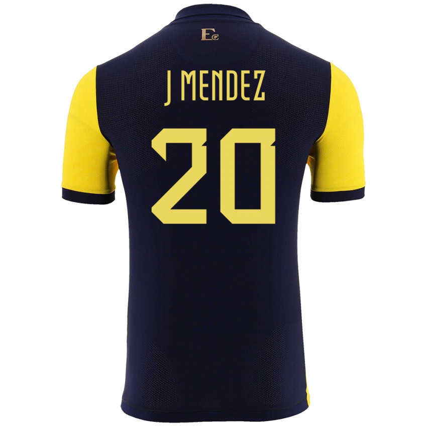 Damen Ecuador Jhegson Mendez #20 Gelb Heimtrikot Trikot 24-26 T-Shirt Schweiz