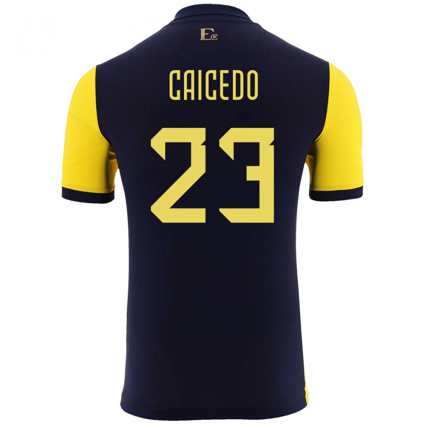Damen Ecuador Moises Caicedo #23 Gelb Heimtrikot Trikot 24-26 T-Shirt Schweiz