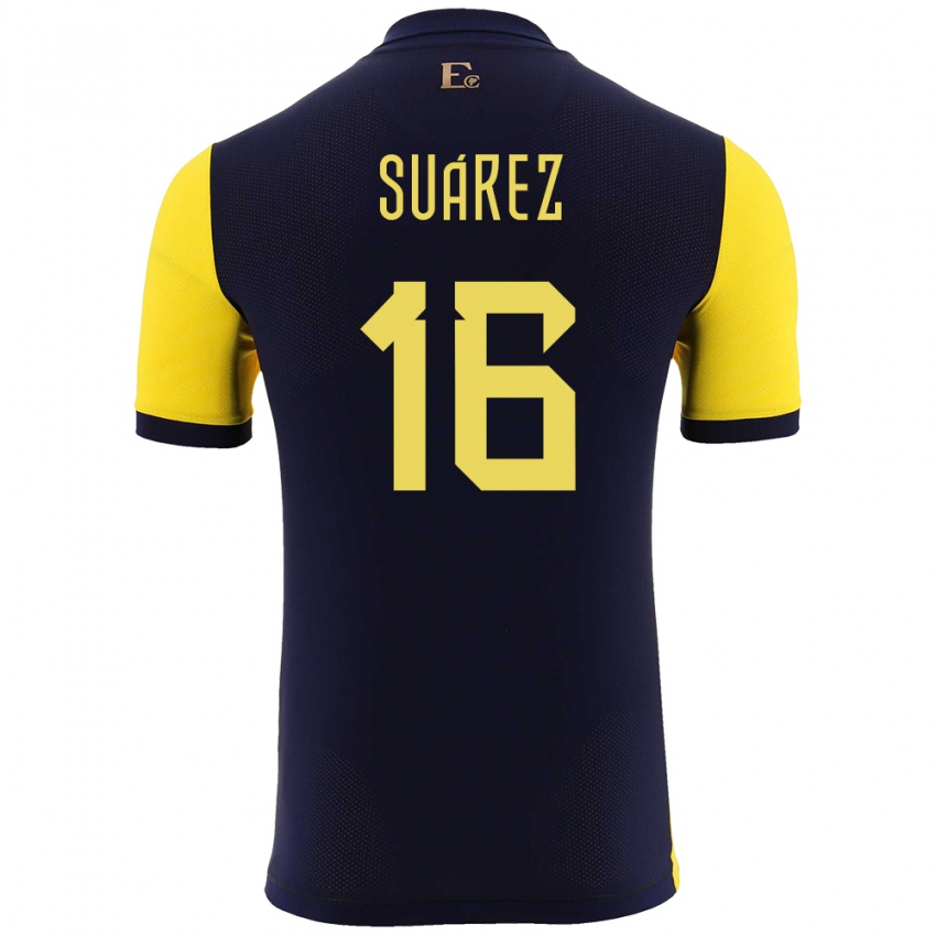 Damen Ecuador Ariel Suarez #16 Gelb Heimtrikot Trikot 24-26 T-Shirt Schweiz