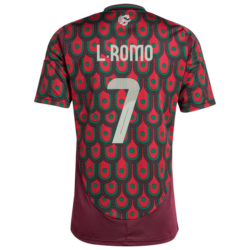Femme Maillot Mexique Luis Romo #7 Bordeaux Tenues Domicile 24-26 T-Shirt Suisse
