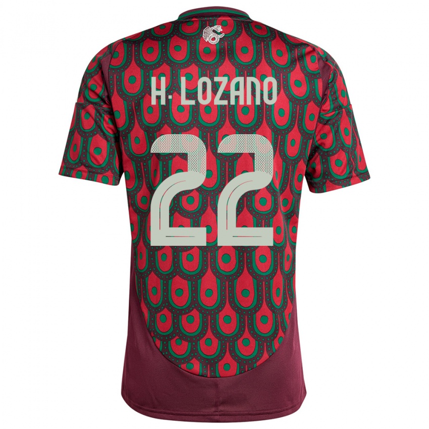 Damen Mexiko Hirving Lozano #22 Kastanienbraun Heimtrikot Trikot 24-26 T-Shirt Schweiz