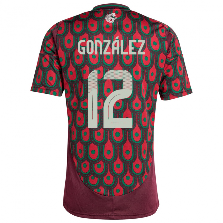 Damen Mexiko Itzel Gonzalez #12 Kastanienbraun Heimtrikot Trikot 24-26 T-Shirt Schweiz