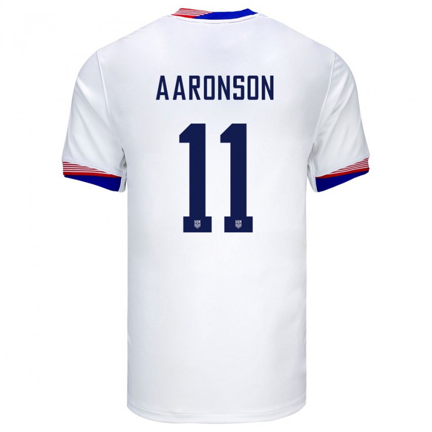 Damen Vereinigte Staaten Brenden Aaronson #11 Weiß Heimtrikot Trikot 24-26 T-Shirt Schweiz