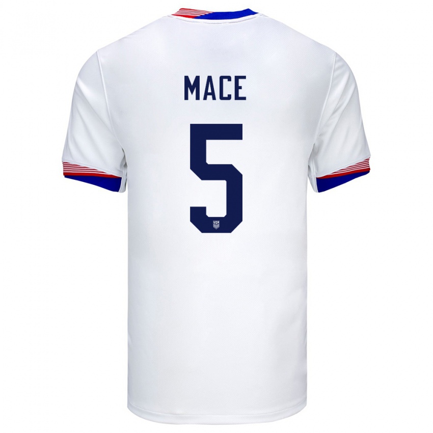 Damen Vereinigte Staaten Hailie Mace #5 Weiß Heimtrikot Trikot 24-26 T-Shirt Schweiz