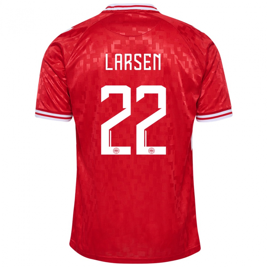 Damen Dänemark Kathrine Larsen #22 Rot Heimtrikot Trikot 24-26 T-Shirt Schweiz
