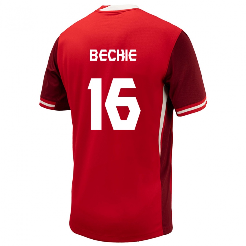 Femme Maillot Canada Janine Beckie #16 Rouge Tenues Domicile 24-26 T-Shirt Suisse