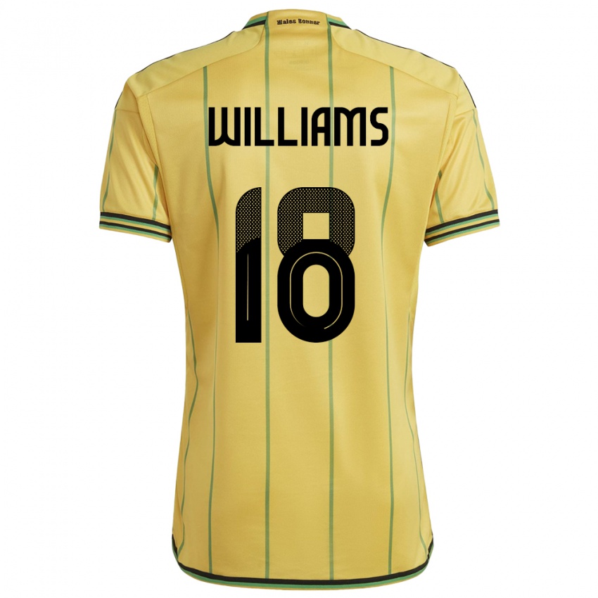 Femme Maillot Jamaïque Romario Williams #18 Jaune Tenues Domicile 24-26 T-Shirt Suisse