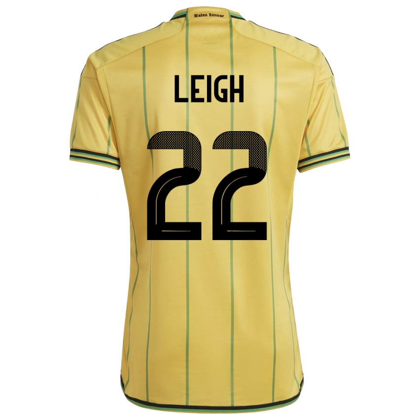 Damen Jamaika Greg Leigh #22 Gelb Heimtrikot Trikot 24-26 T-Shirt Schweiz