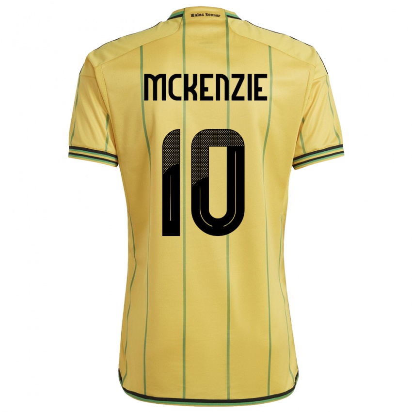 Femme Maillot Jamaïque Denzel Mckenzie #10 Jaune Tenues Domicile 24-26 T-Shirt Suisse