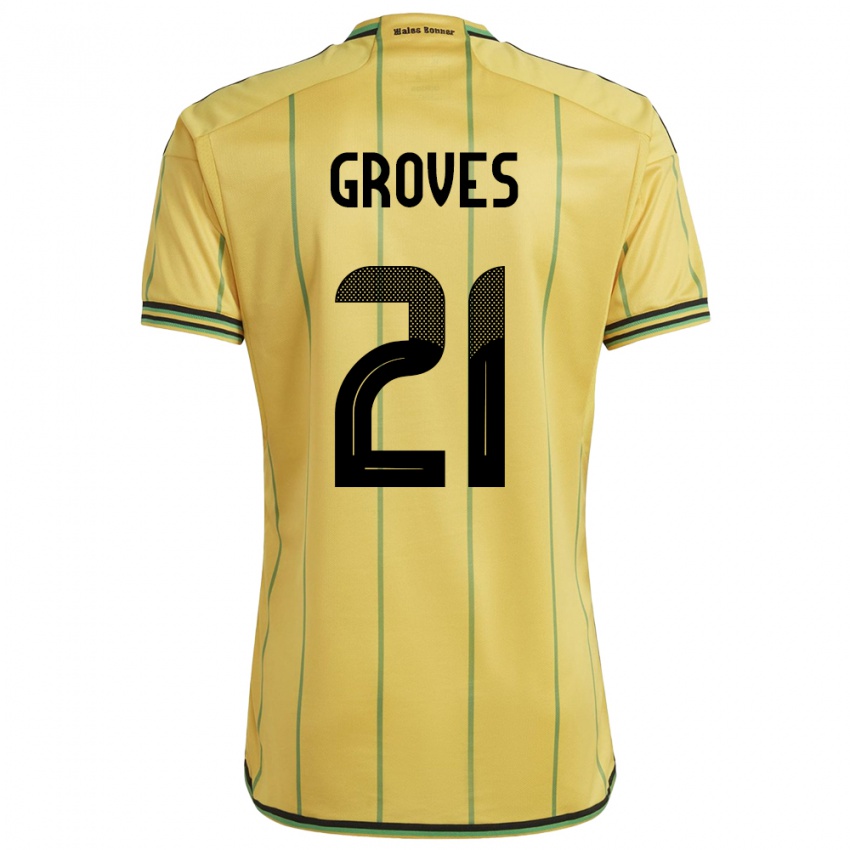 Damen Jamaika Isreala Groves #21 Gelb Heimtrikot Trikot 24-26 T-Shirt Schweiz
