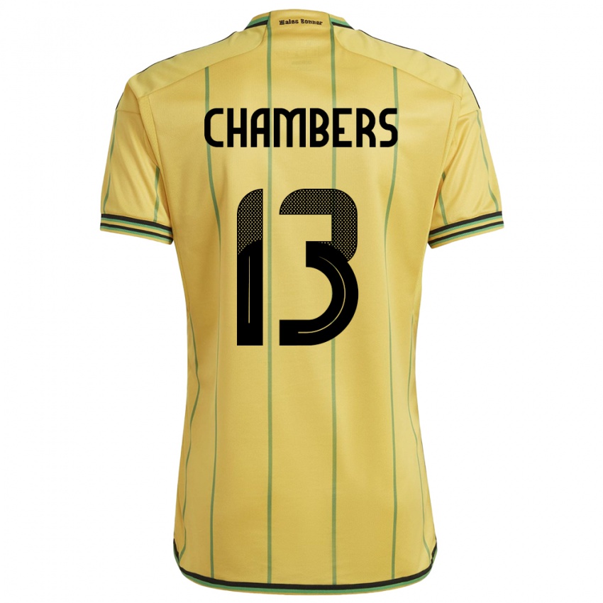 Femme Maillot Jamaïque Chris-Ann Chambers #13 Jaune Tenues Domicile 24-26 T-Shirt Suisse