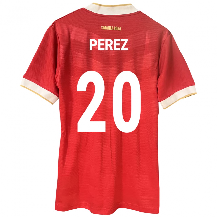 Femme Maillot Panama Blas Pérez #20 Rouge Tenues Domicile 24-26 T-Shirt Suisse