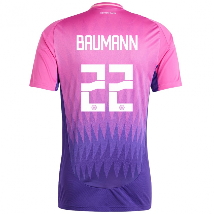 Damen Deutschland Oliver Baumann #22 Pink Lila Auswärtstrikot Trikot 24-26 T-Shirt Schweiz