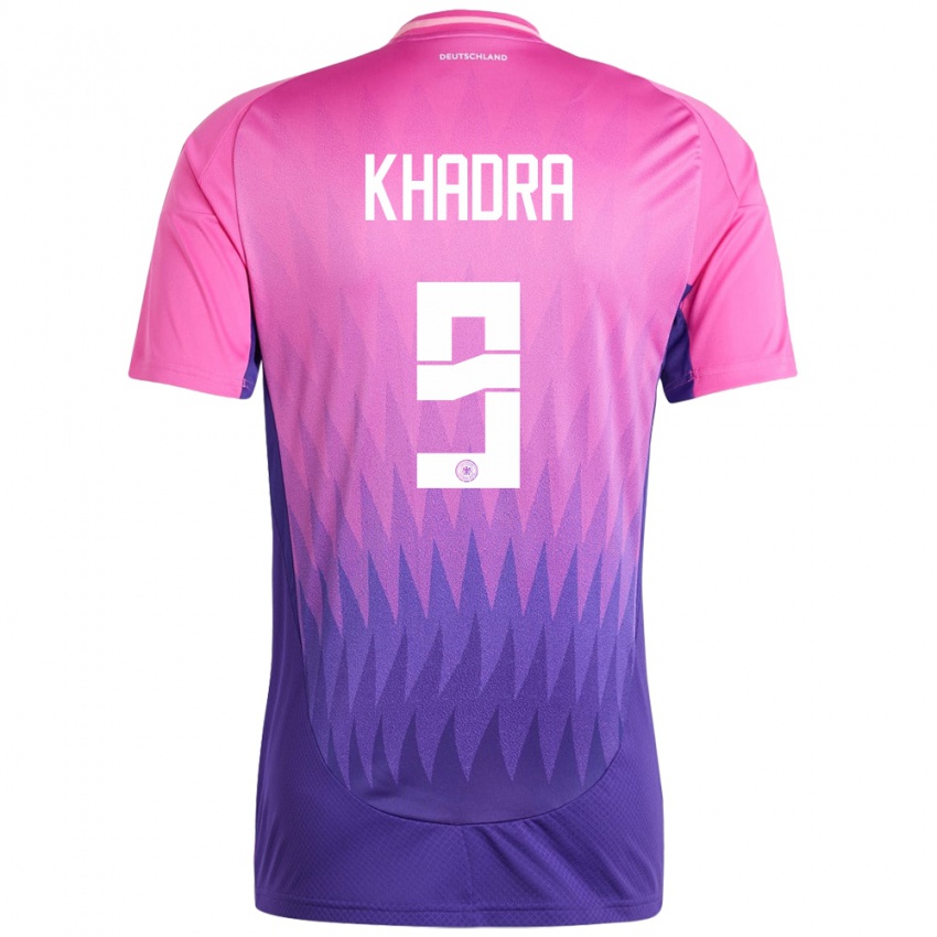 Damen Deutschland Reda Khadra #9 Pink Lila Auswärtstrikot Trikot 24-26 T-Shirt Schweiz