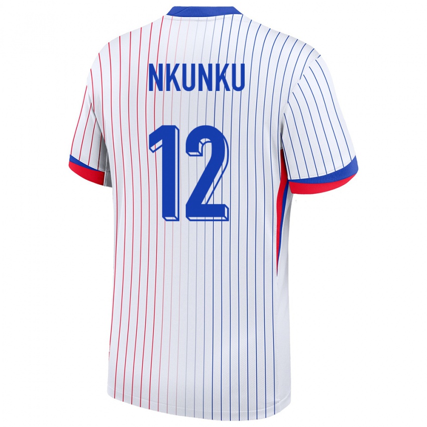 Damen Frankreich Christopher Nkunku #12 Weiß Auswärtstrikot Trikot 24-26 T-Shirt Schweiz