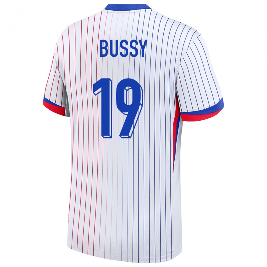 Damen Frankreich Kessya Bussy #19 Weiß Auswärtstrikot Trikot 24-26 T-Shirt Schweiz