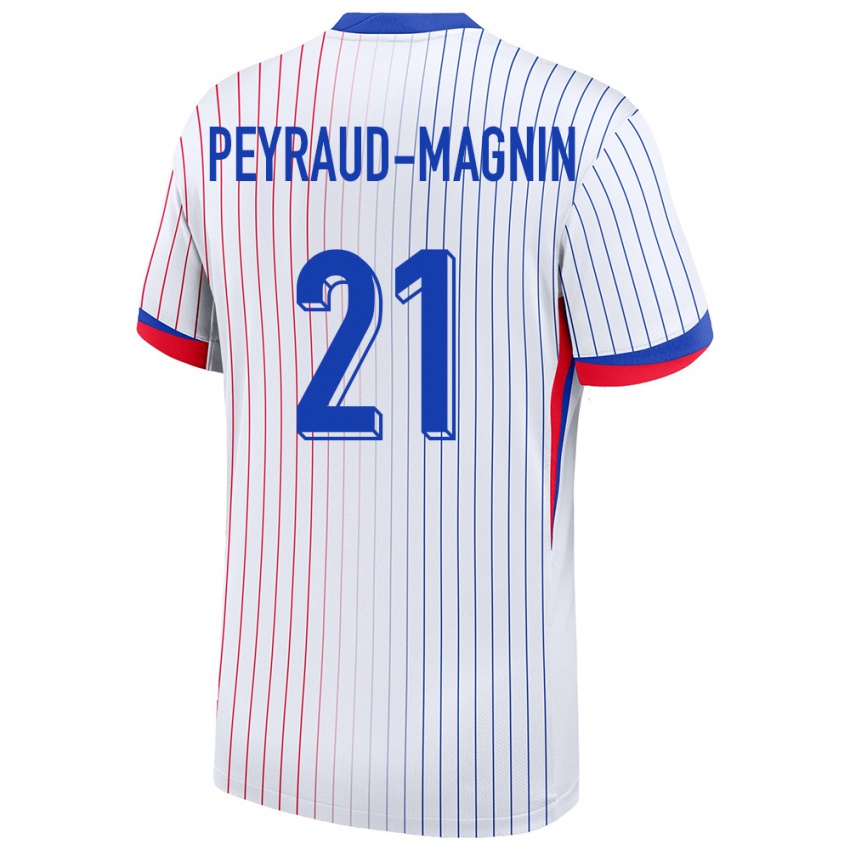 Damen Frankreich Pauline Peyraud Magnin #21 Weiß Auswärtstrikot Trikot 24-26 T-Shirt Schweiz