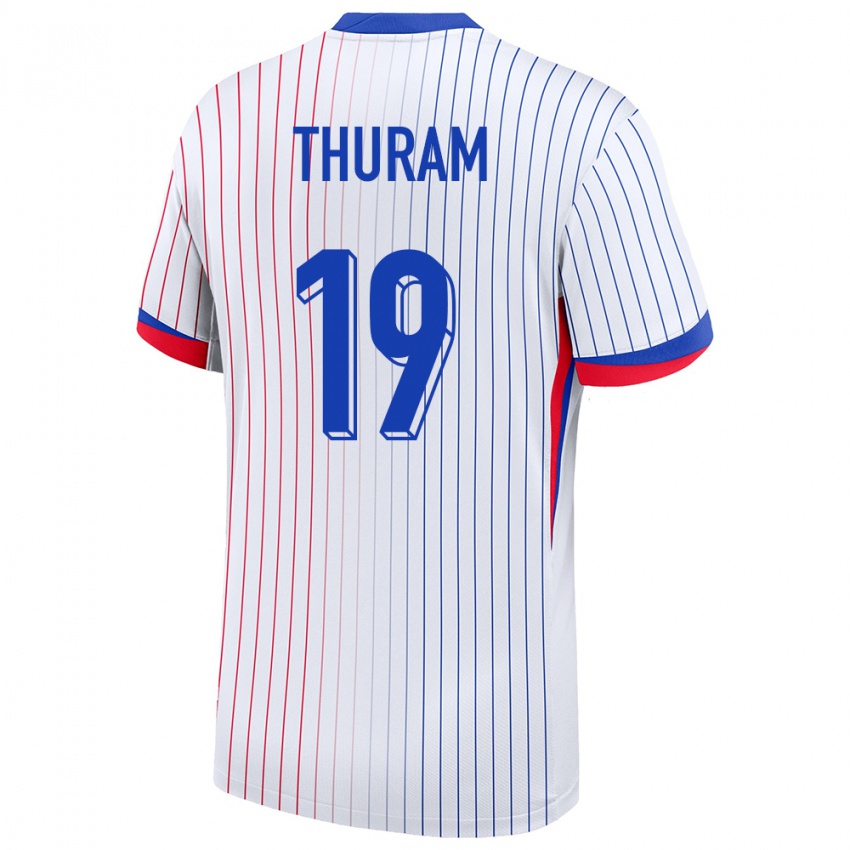 Damen Frankreich Khephren Thuram #19 Weiß Auswärtstrikot Trikot 24-26 T-Shirt Schweiz