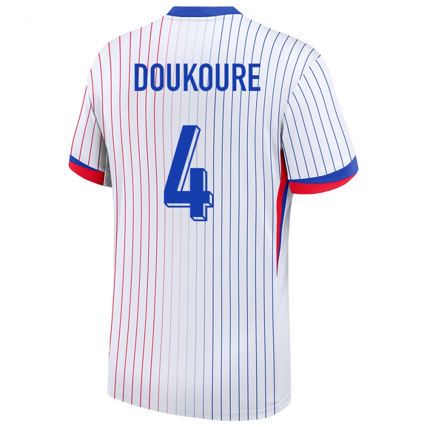 Damen Frankreich Ismael Doukoure #4 Weiß Auswärtstrikot Trikot 24-26 T-Shirt Schweiz