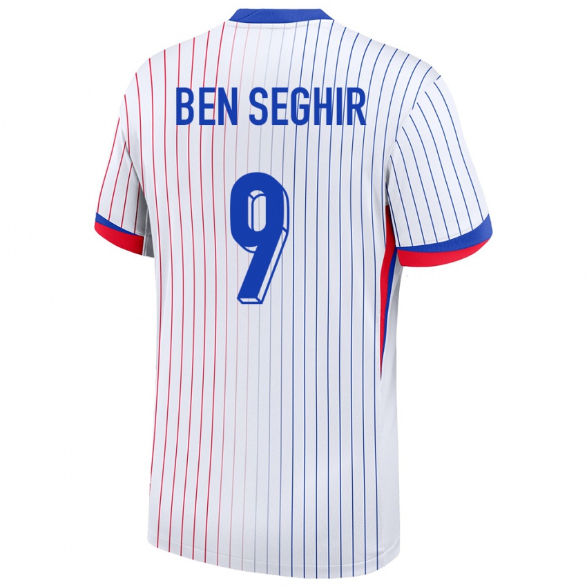 Damen Frankreich Salim Ben Seghir #9 Weiß Auswärtstrikot Trikot 24-26 T-Shirt Schweiz