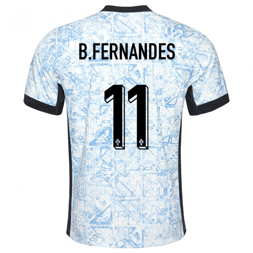 Damen Portugal Bruno Fernandes #11 Cremeblau Auswärtstrikot Trikot 24-26 T-Shirt Schweiz
