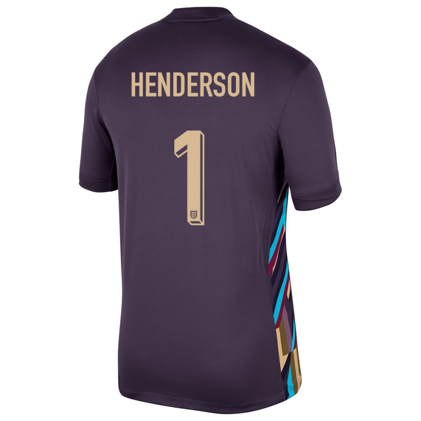 Damen England Dean Henderson #1 Dunkle Rosine Auswärtstrikot Trikot 24-26 T-Shirt Schweiz