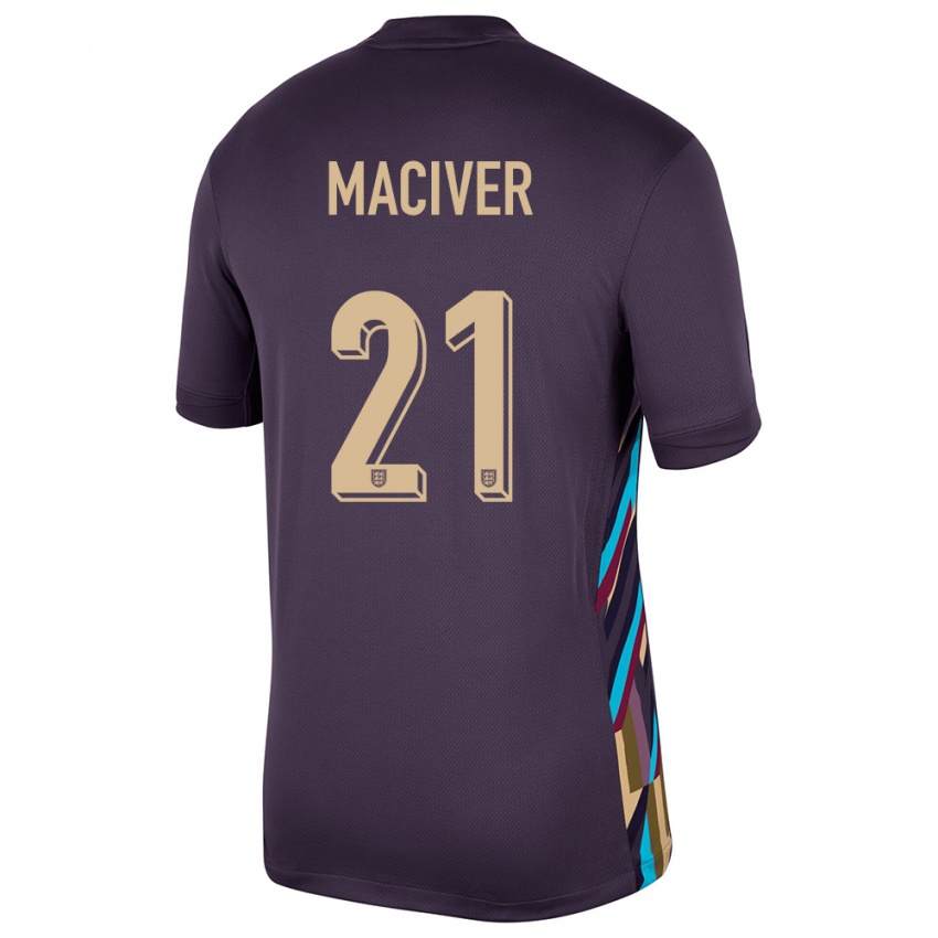 Damen England Sandy Maciver #21 Dunkle Rosine Auswärtstrikot Trikot 24-26 T-Shirt Schweiz