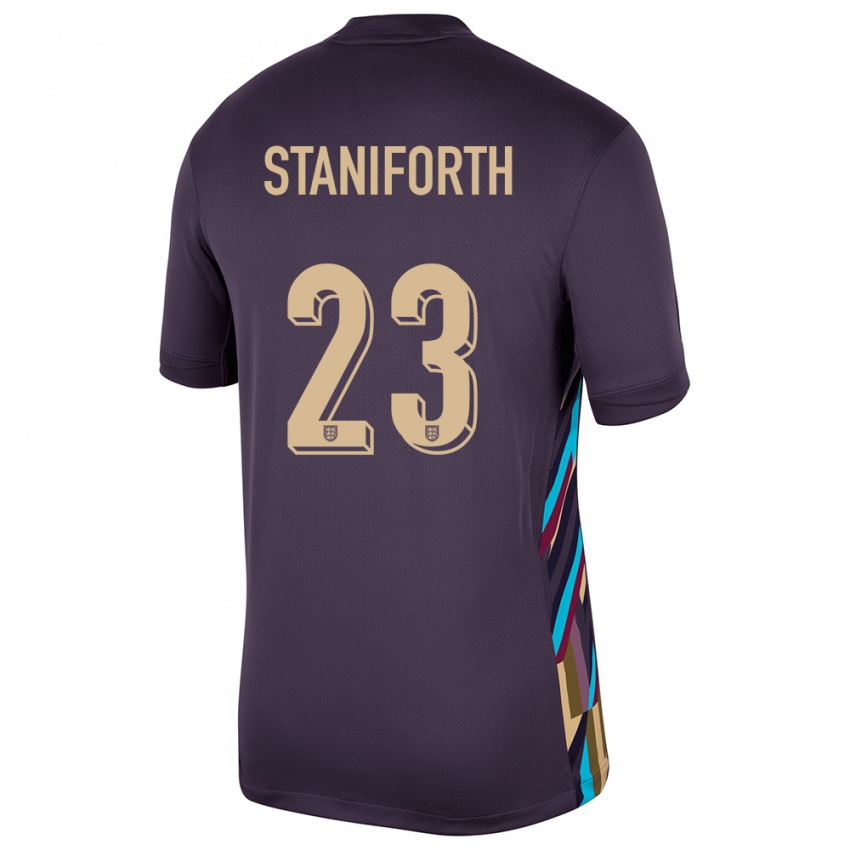 Damen England Lucy Staniforth #23 Dunkle Rosine Auswärtstrikot Trikot 24-26 T-Shirt Schweiz