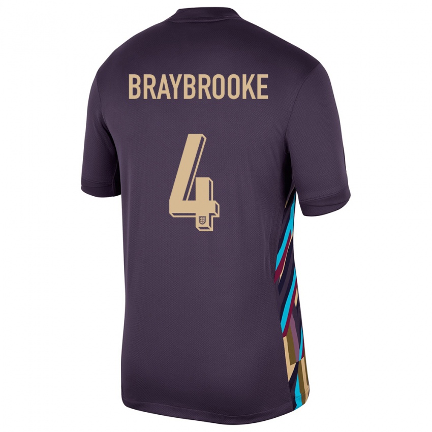 Damen England Samuel Braybrooke #4 Dunkle Rosine Auswärtstrikot Trikot 24-26 T-Shirt Schweiz