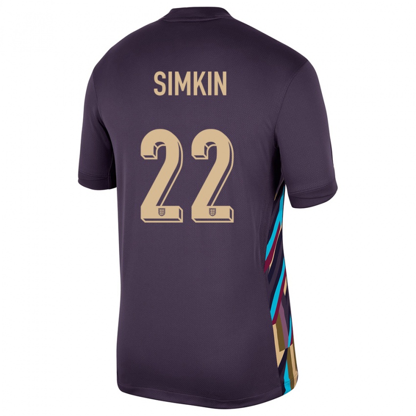 Damen England Tommy Simkin #22 Dunkle Rosine Auswärtstrikot Trikot 24-26 T-Shirt Schweiz