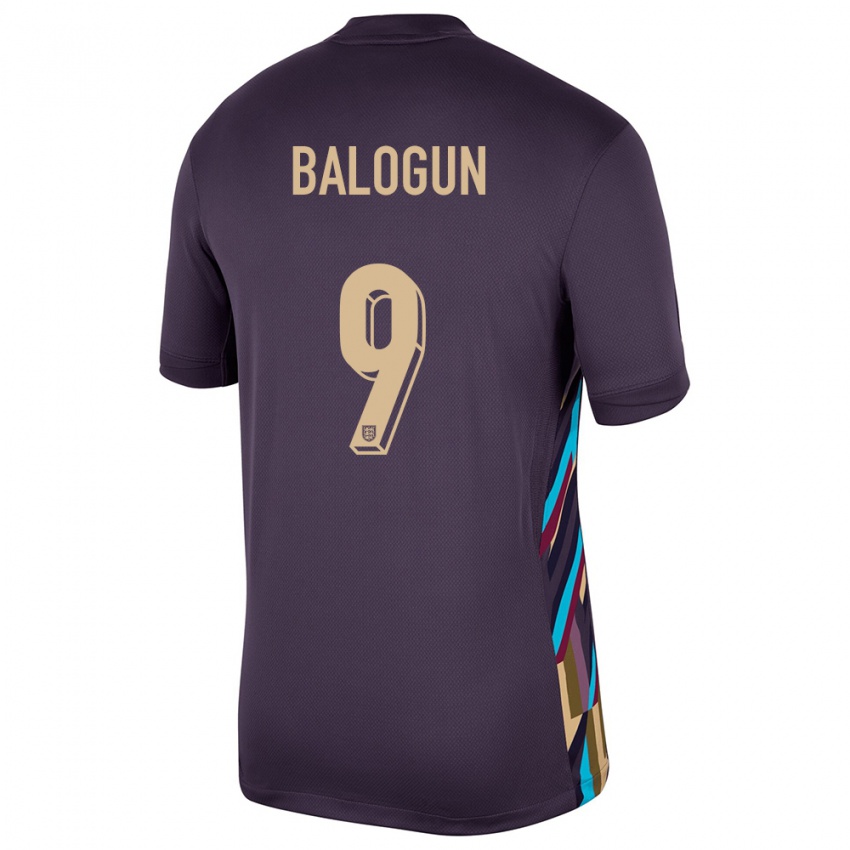 Femme Maillot Angleterre Folarin Balogun #9 Raisins Noirs Tenues Extérieur 24-26 T-Shirt Suisse