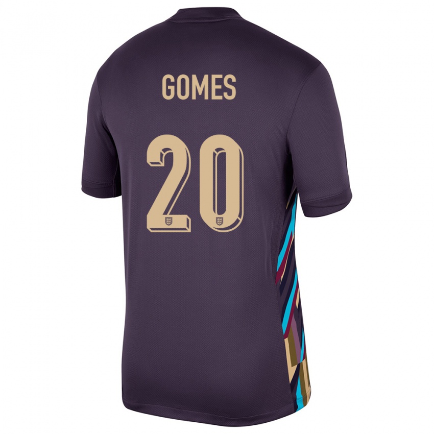 Damen England Angel Gomes #20 Dunkle Rosine Auswärtstrikot Trikot 24-26 T-Shirt Schweiz