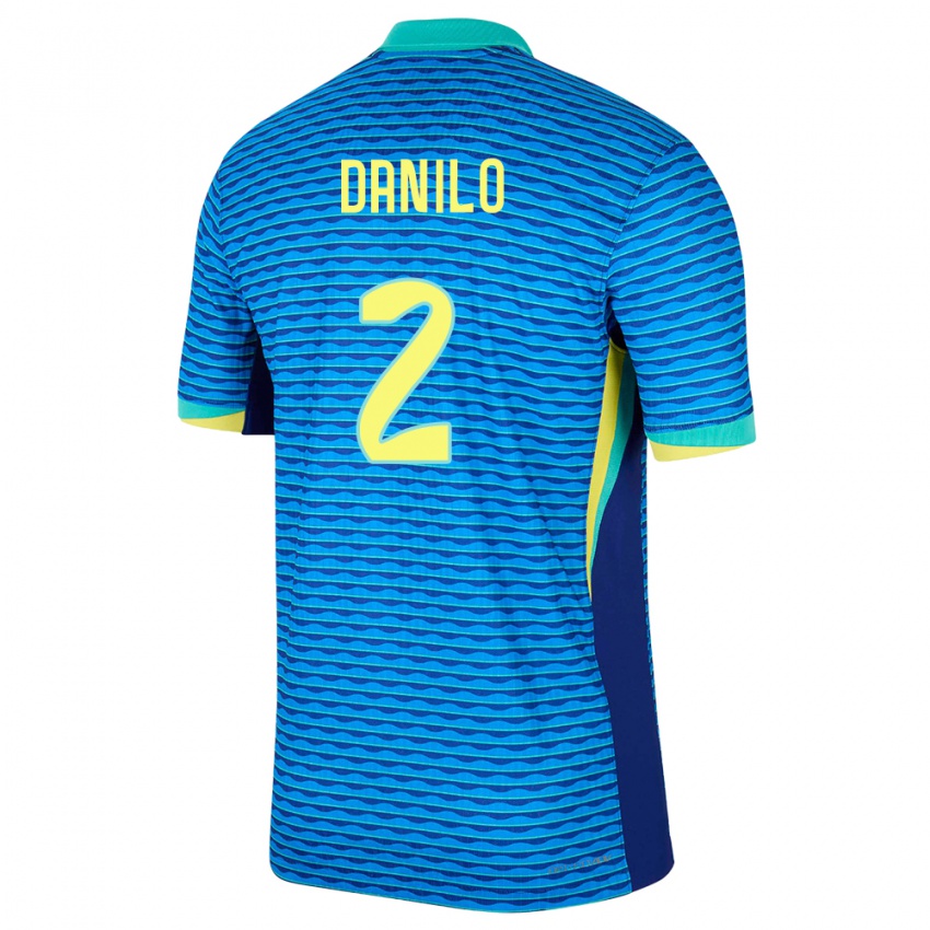 Damen Brasilien Danilo #2 Blau Auswärtstrikot Trikot 24-26 T-Shirt Schweiz