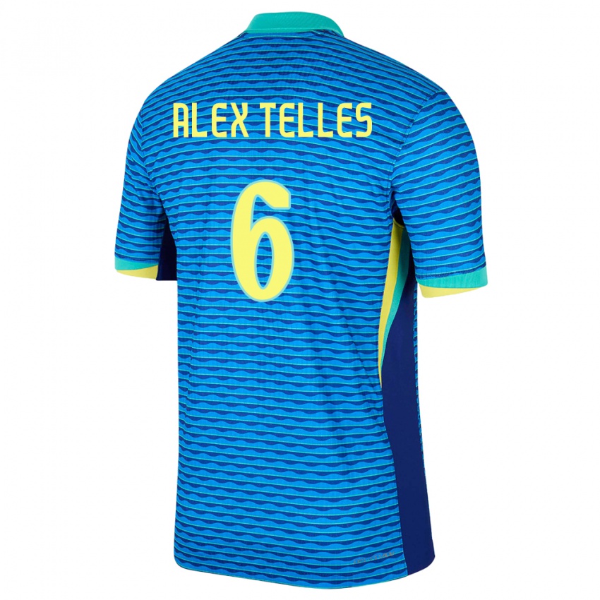 Damen Brasilien Alex Telles #6 Blau Auswärtstrikot Trikot 24-26 T-Shirt Schweiz