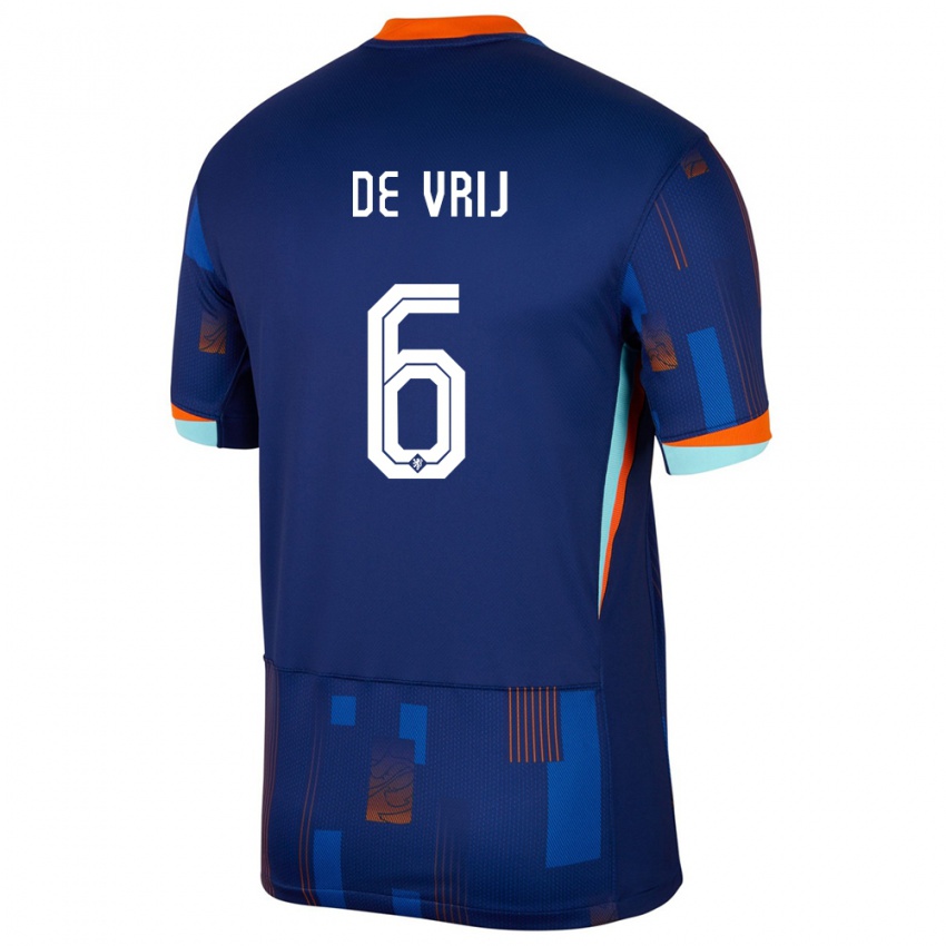 Damen Niederlande Stefan De Vrij #6 Blau Auswärtstrikot Trikot 24-26 T-Shirt Schweiz