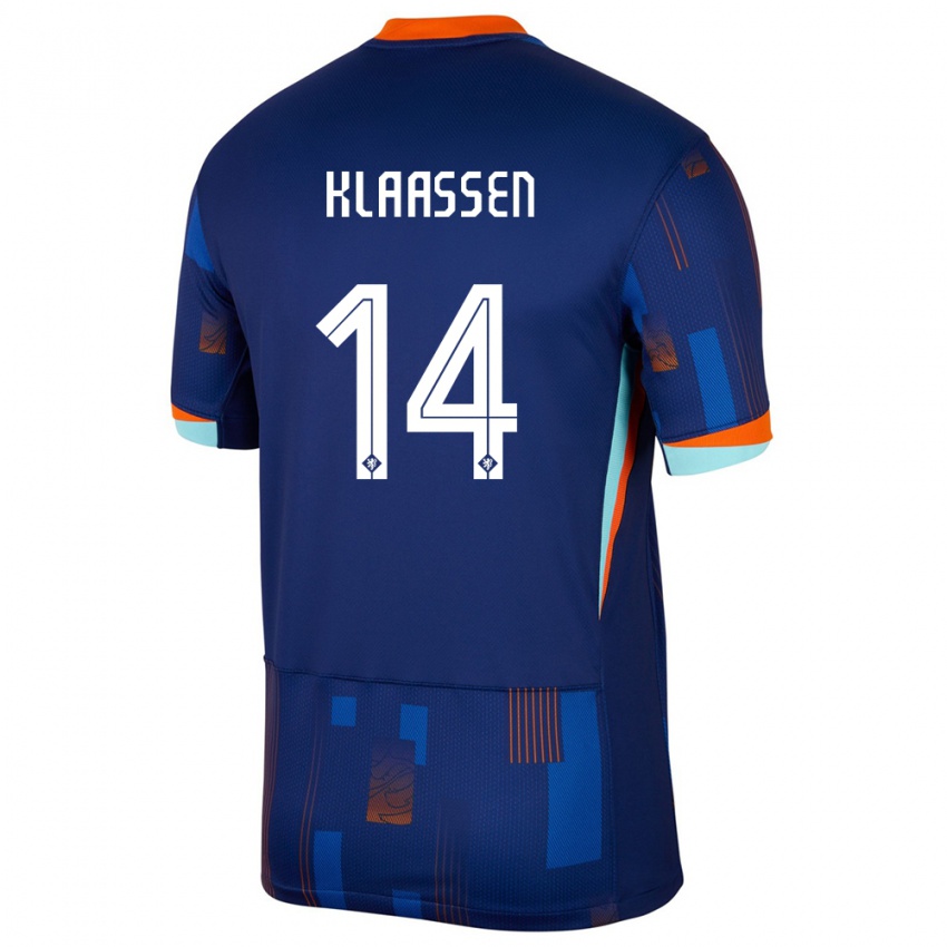 Femme Maillot Pays-Bas Davy Klaassen #14 Bleu Tenues Extérieur 24-26 T-Shirt Suisse