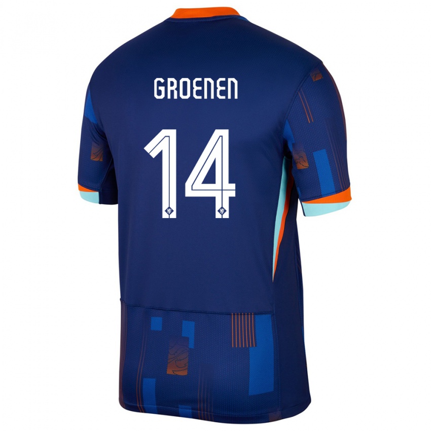 Damen Niederlande Jackie Groenen #14 Blau Auswärtstrikot Trikot 24-26 T-Shirt Schweiz