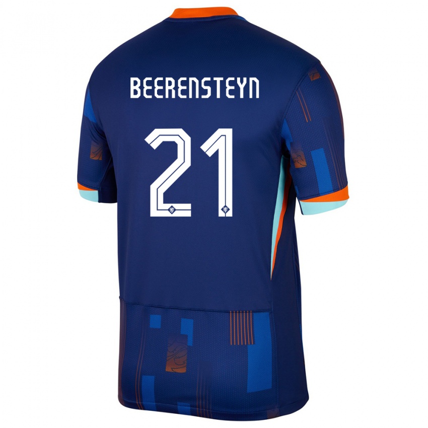 Damen Niederlande Lineth Beerensteyn #21 Blau Auswärtstrikot Trikot 24-26 T-Shirt Schweiz