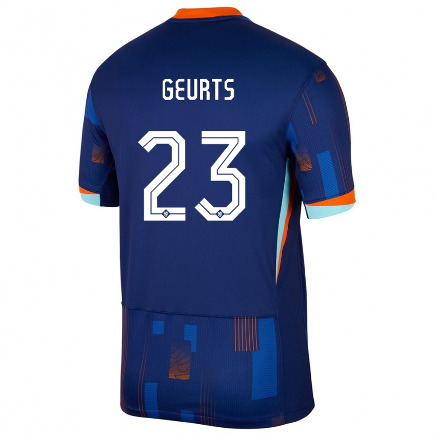 Damen Niederlande Loes Geurts #23 Blau Auswärtstrikot Trikot 24-26 T-Shirt Schweiz
