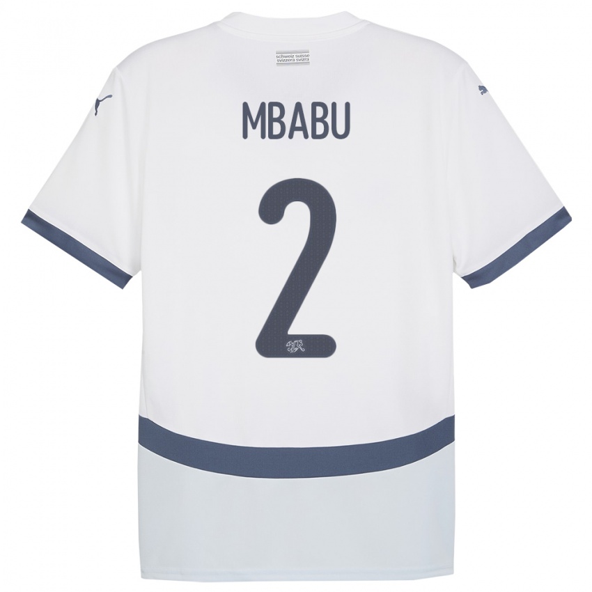 Damen Schweiz Kevin Mbabu #2 Weiß Auswärtstrikot Trikot 24-26 T-Shirt Schweiz
