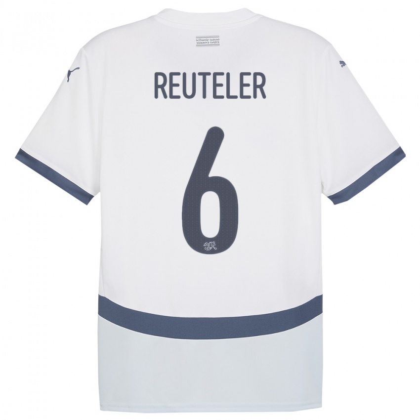Damen Schweiz Geraldine Reuteler #6 Weiß Auswärtstrikot Trikot 24-26 T-Shirt Schweiz