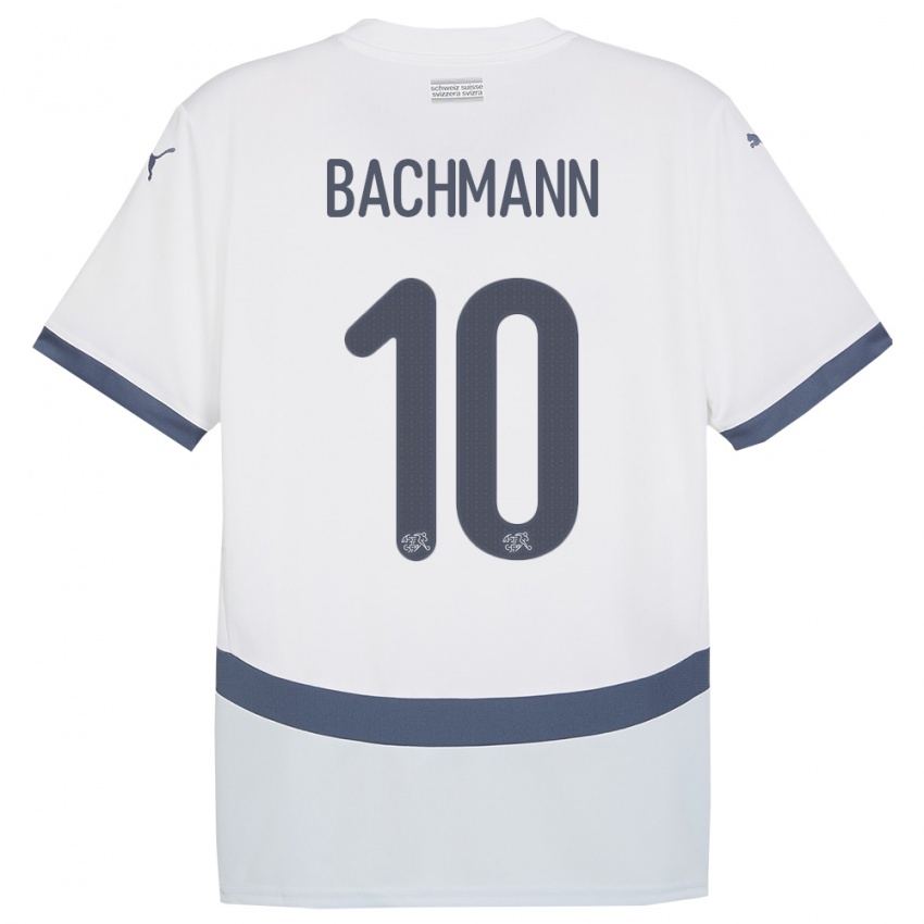 Damen Schweiz Ramona Bachmann #10 Weiß Auswärtstrikot Trikot 24-26 T-Shirt Schweiz